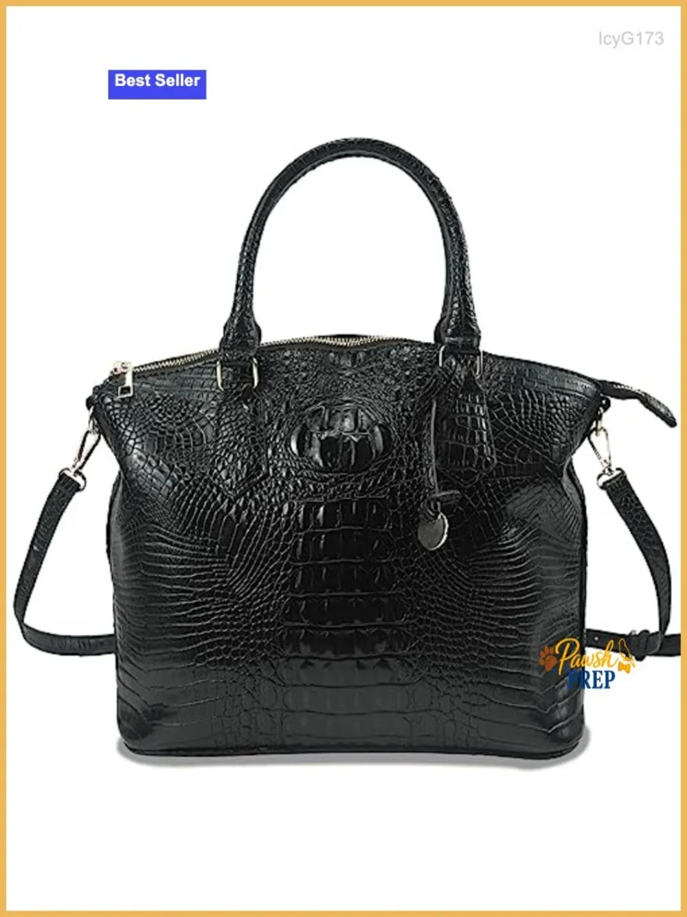 Crocodile Embossed Vegan Leather Satchel Purse with Shoulder Strap